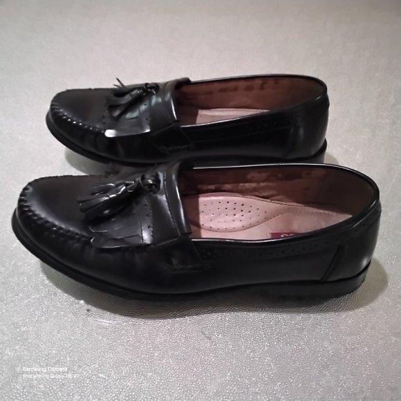 G.H. Bass Men Black Moc-Toe Tassel Slip-On Leather Loafers Sz. 11 Nice Pre-Owned main image 8